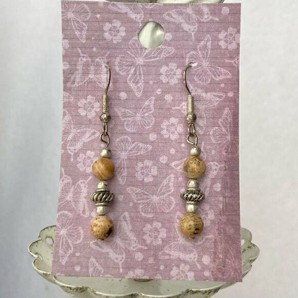 3/$15 Jasper Stone and Silver Dangle Earrings - Picture 2 of 4